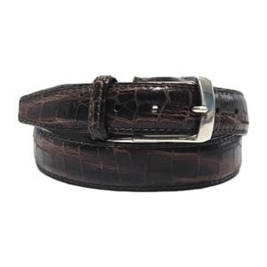 Brighton Men's Brown‎ Crocodile Embossed Leather Belt Size 40 Silver Buckle